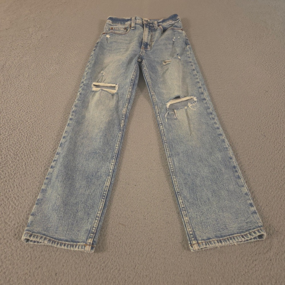 Abercrombie & Fitch Jeans Womens 24/00R Blue The Ankle Straight Distressed Denim